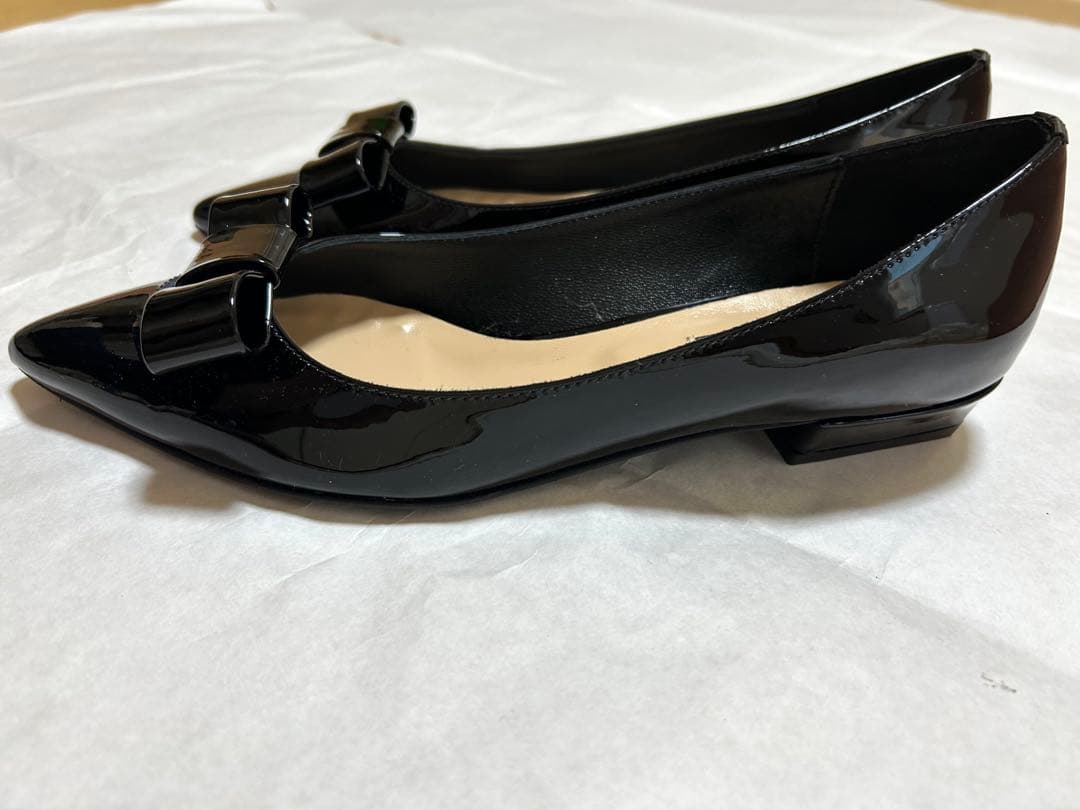 FABIORUSCONI リボンパンプス　ブラック　パテント　ファビオルスコーニ