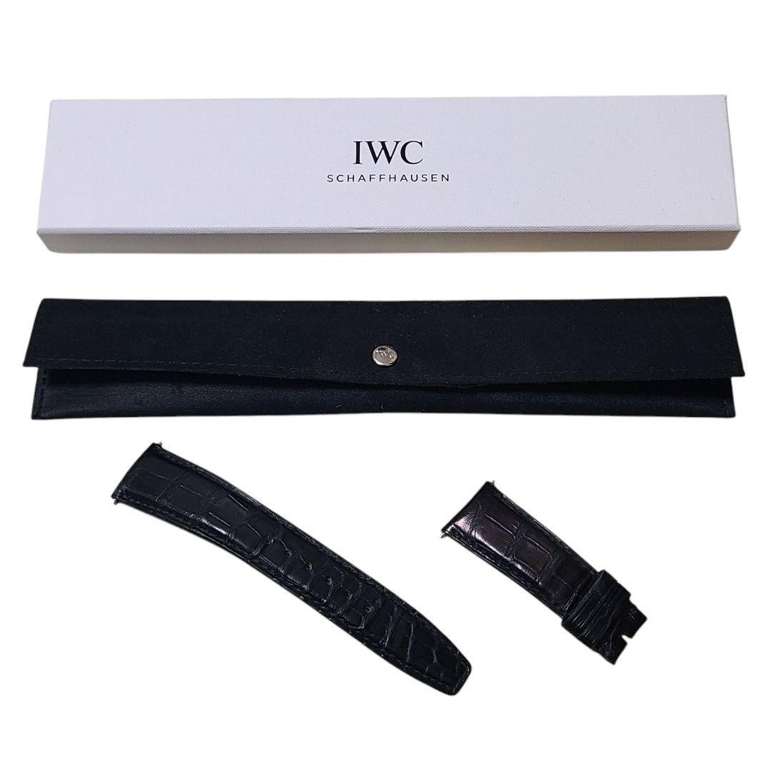 IWC純正 22mm ベルト バンド ストラップ ブラック アリゲーター クロコ