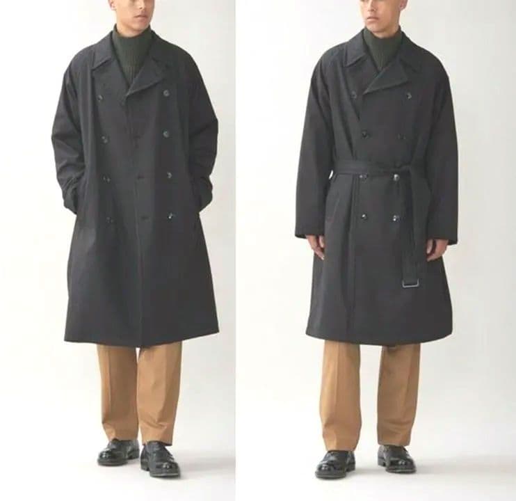 新品タグ付き【UNFILO アンフィーロ】ウールライク トレンチコート 黒 XL