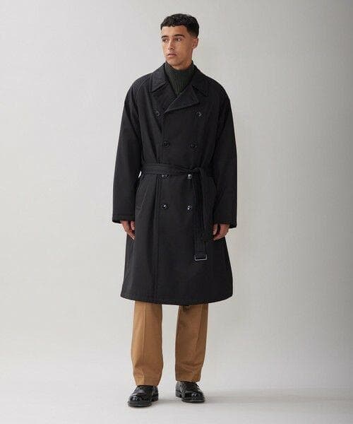 新品タグ付き【UNFILO アンフィーロ】ウールライク トレンチコート 黒 XL