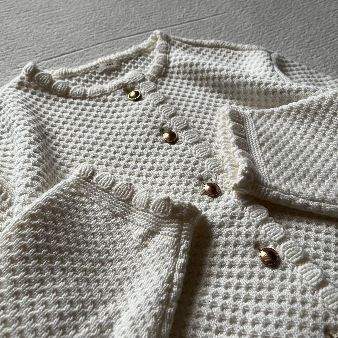極美品 イエナ IENA 金ボタン ジャケット ニット カーディガン 白 シロ