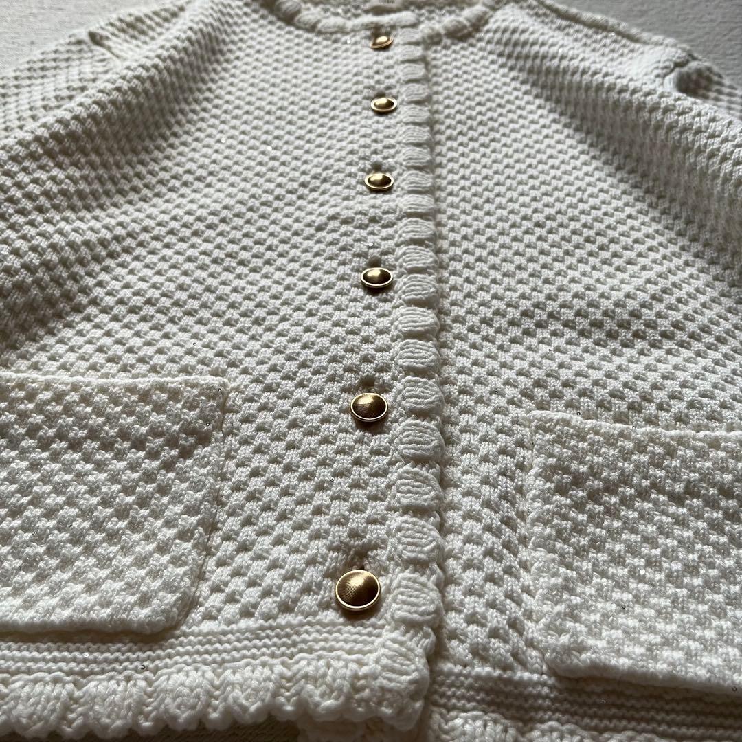 極美品 イエナ IENA 金ボタン ジャケット ニット カーディガン 白 シロ