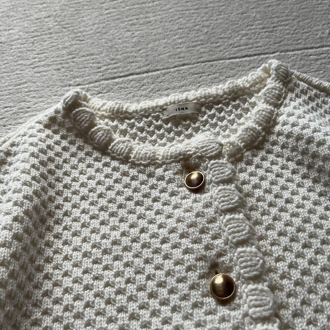 極美品 イエナ IENA 金ボタン ジャケット ニット カーディガン 白 シロ