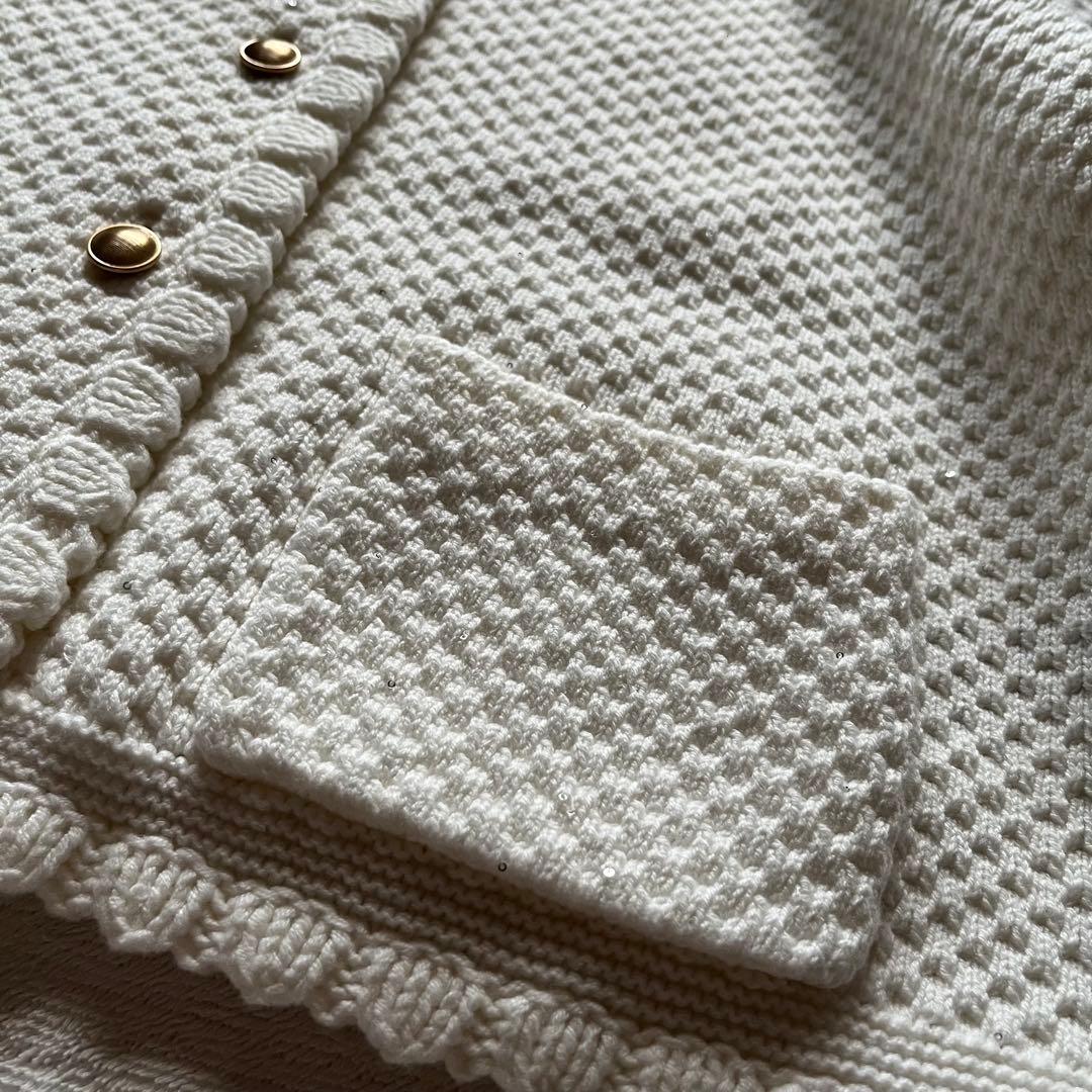 極美品 イエナ IENA 金ボタン ジャケット ニット カーディガン 白 シロ