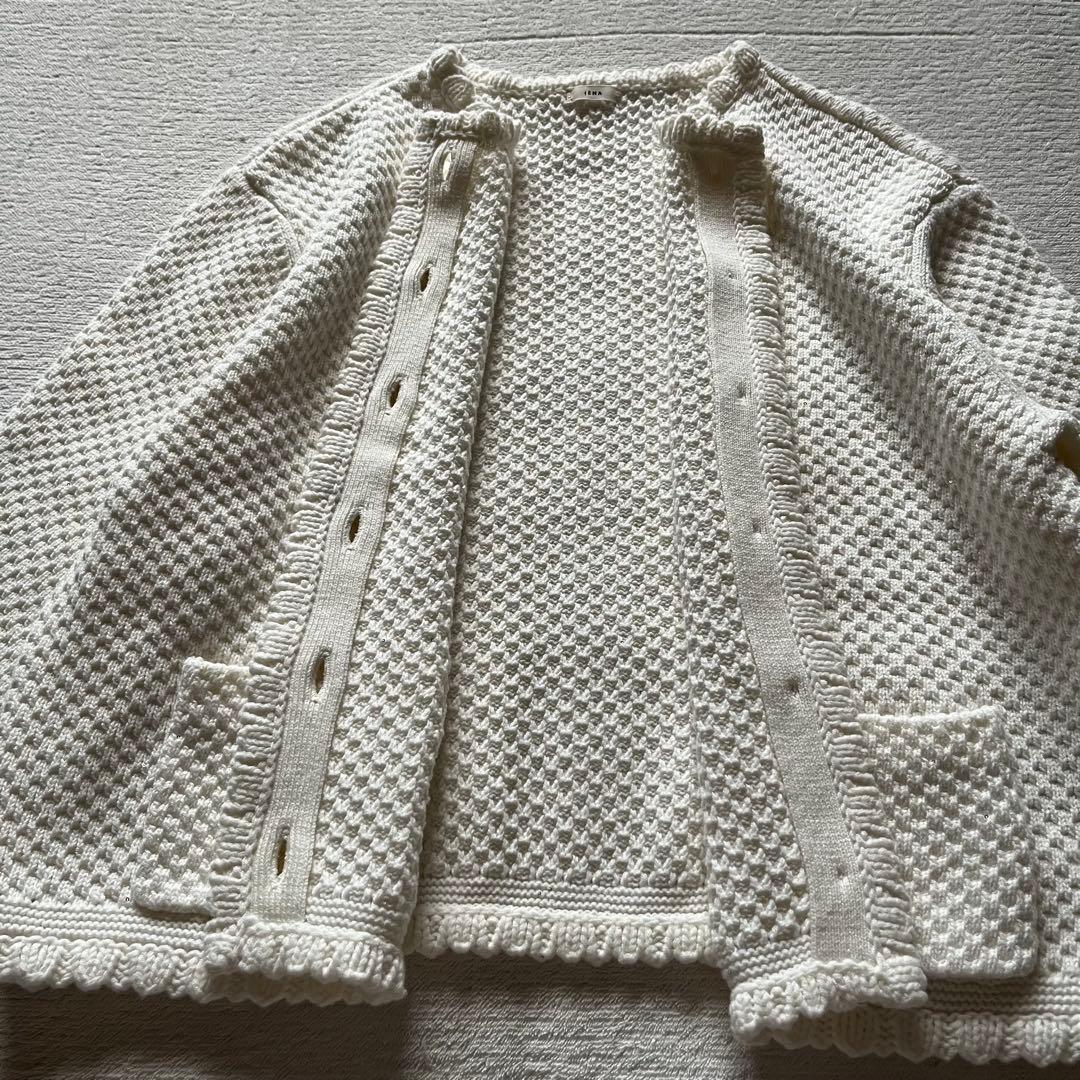 極美品 イエナ IENA 金ボタン ジャケット ニット カーディガン 白 シロ