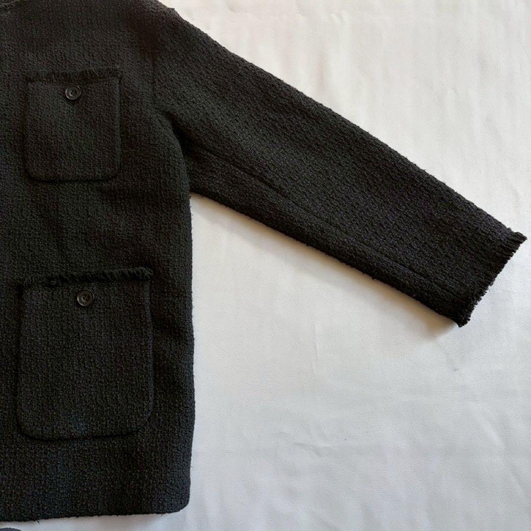 ジャーナルスタンダード ノーカラーツイードジャケット ゆったり 黒 23AW