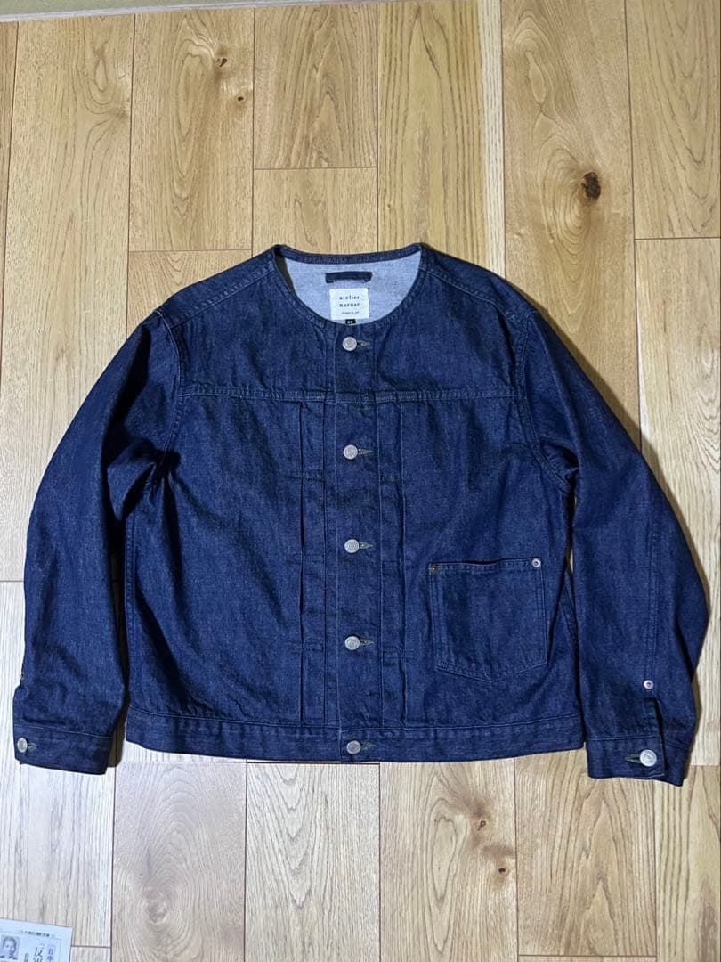 【お値下げ‼️】アトリエナルセ コットンデニム ノーカラー ジャケット