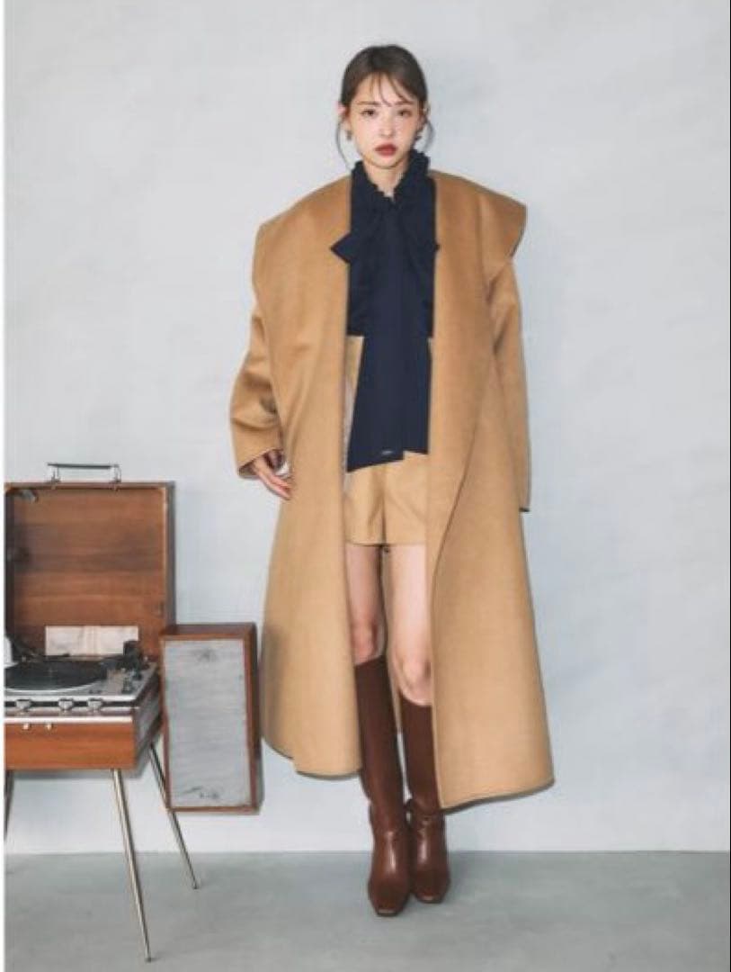 【1月中限定出品】　★値下げ中★ ポローラ　ショールカラーウールロングコート