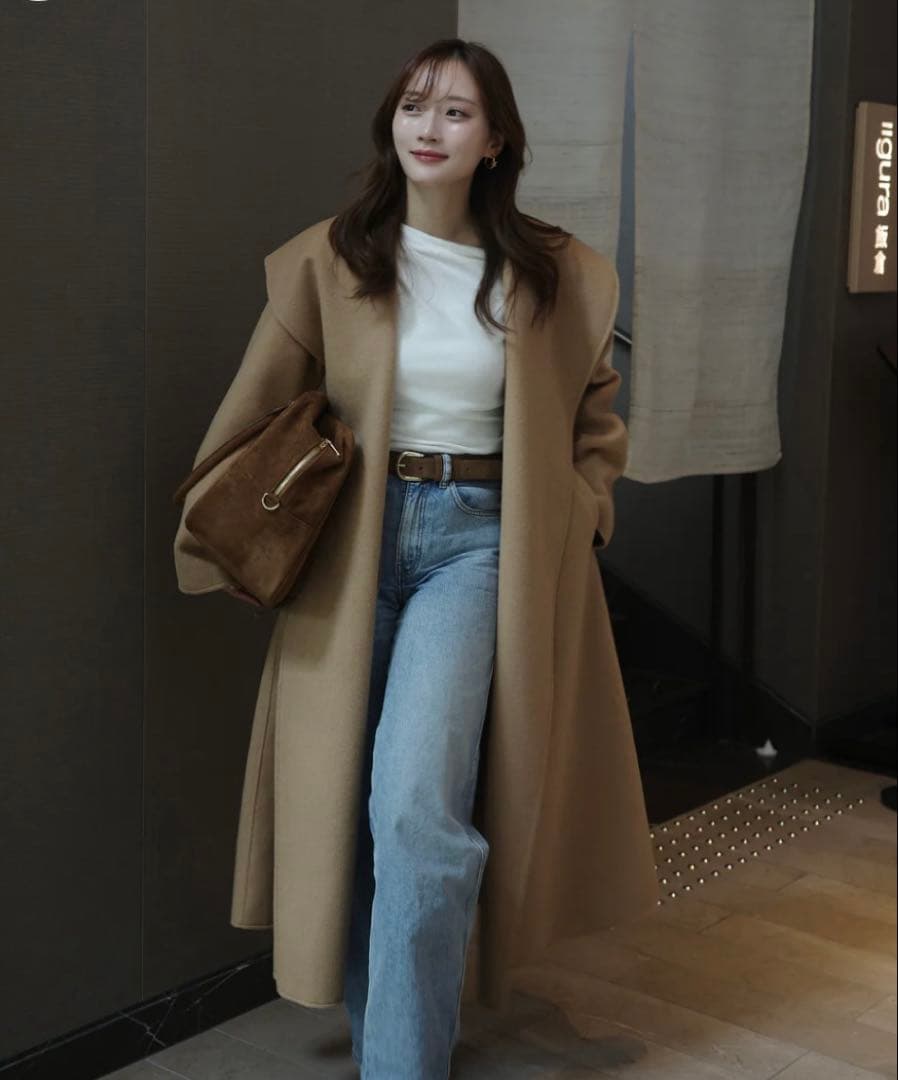 【1月中限定出品】　★値下げ中★ ポローラ　ショールカラーウールロングコート