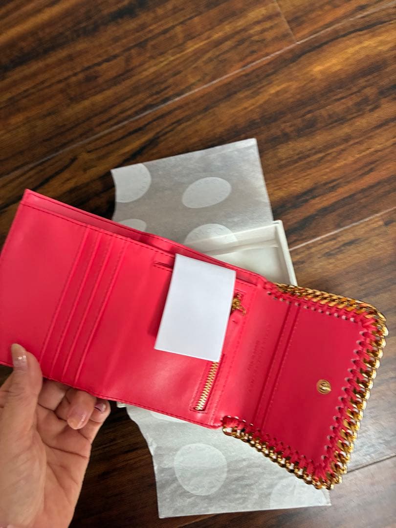 みらいSTELLA McCARTNEY コーラルピンク 三つ折り財布