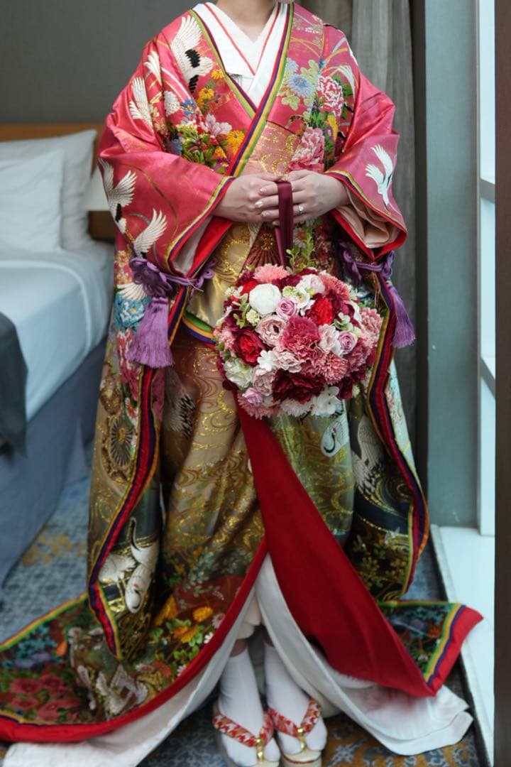 打掛 色打掛 八重重ね 白無垢 ウェディングドレス 結婚式　打掛ベルト付