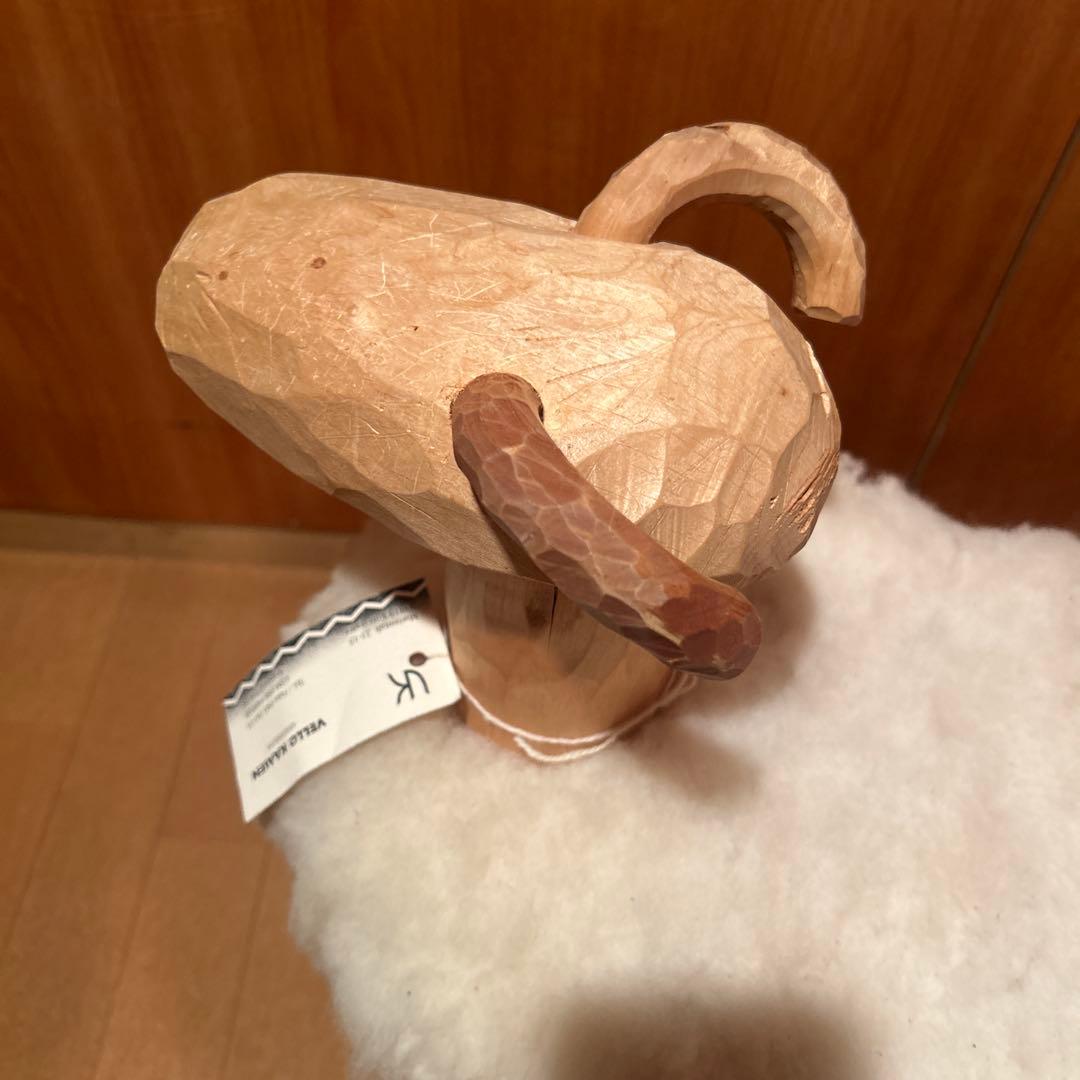 ①北欧 手作り パイン材 ムートン 羊 スツール　椅子　ニュージーランド