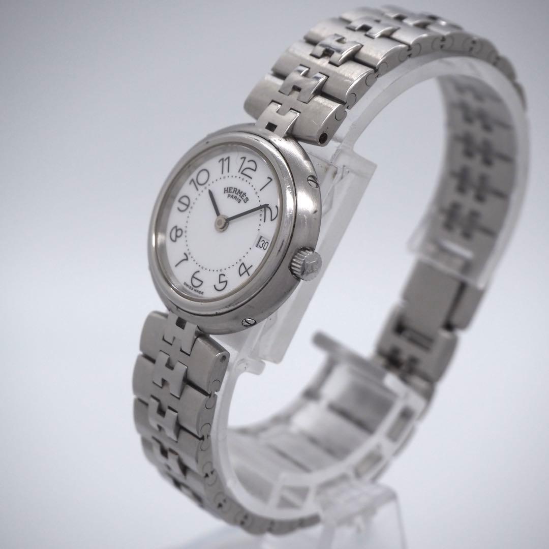 専用560 稼働 HERMES 時計 プロフィール　ホワイト　レディース　デイト