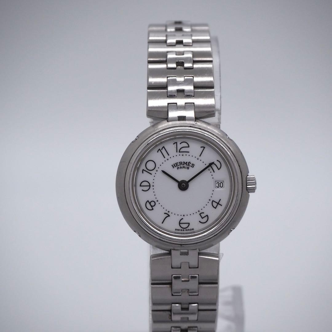 専用560 稼働 HERMES 時計 プロフィール　ホワイト　レディース　デイト