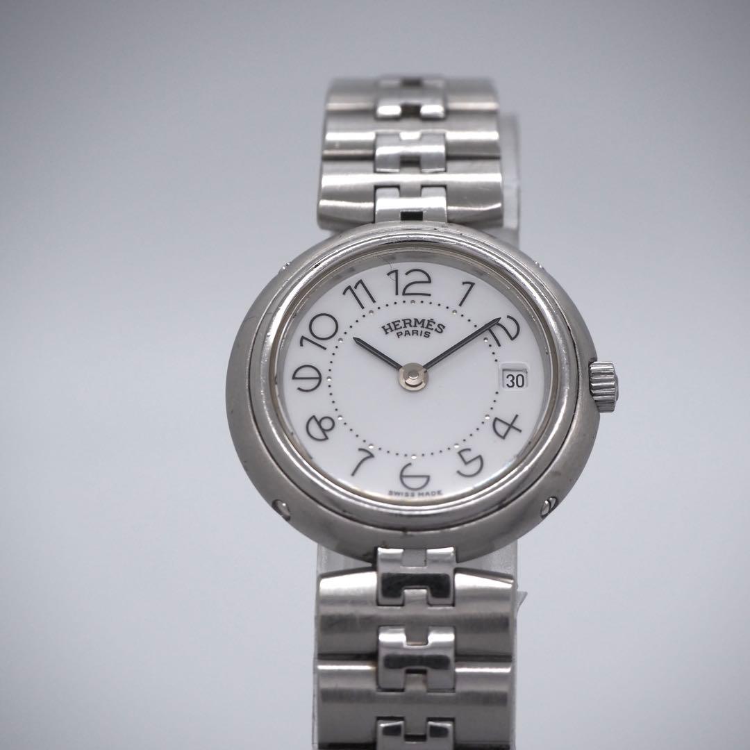 専用560 稼働 HERMES 時計 プロフィール　ホワイト　レディース　デイト