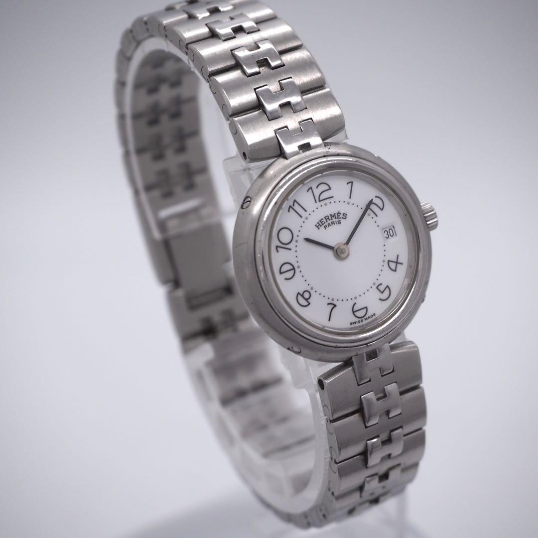 専用560 稼働 HERMES 時計 プロフィール　ホワイト　レディース　デイト