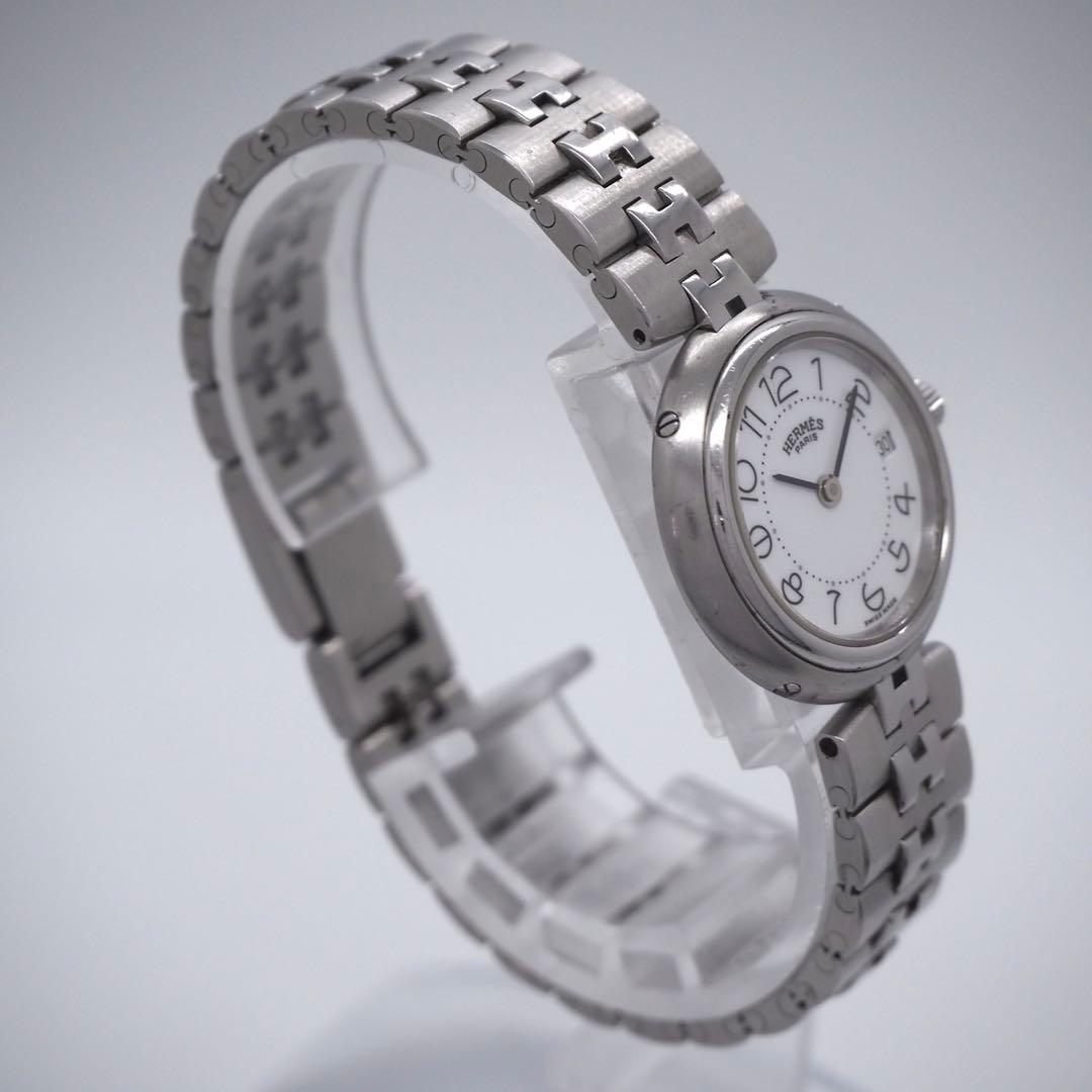 専用560 稼働 HERMES 時計 プロフィール　ホワイト　レディース　デイト