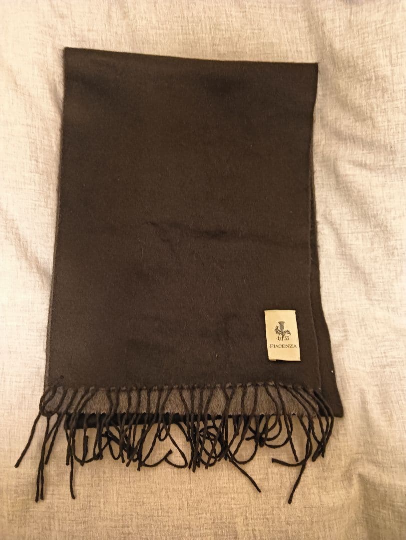 PIACENZA シルクカシミヤマフラー ブラック×グレー