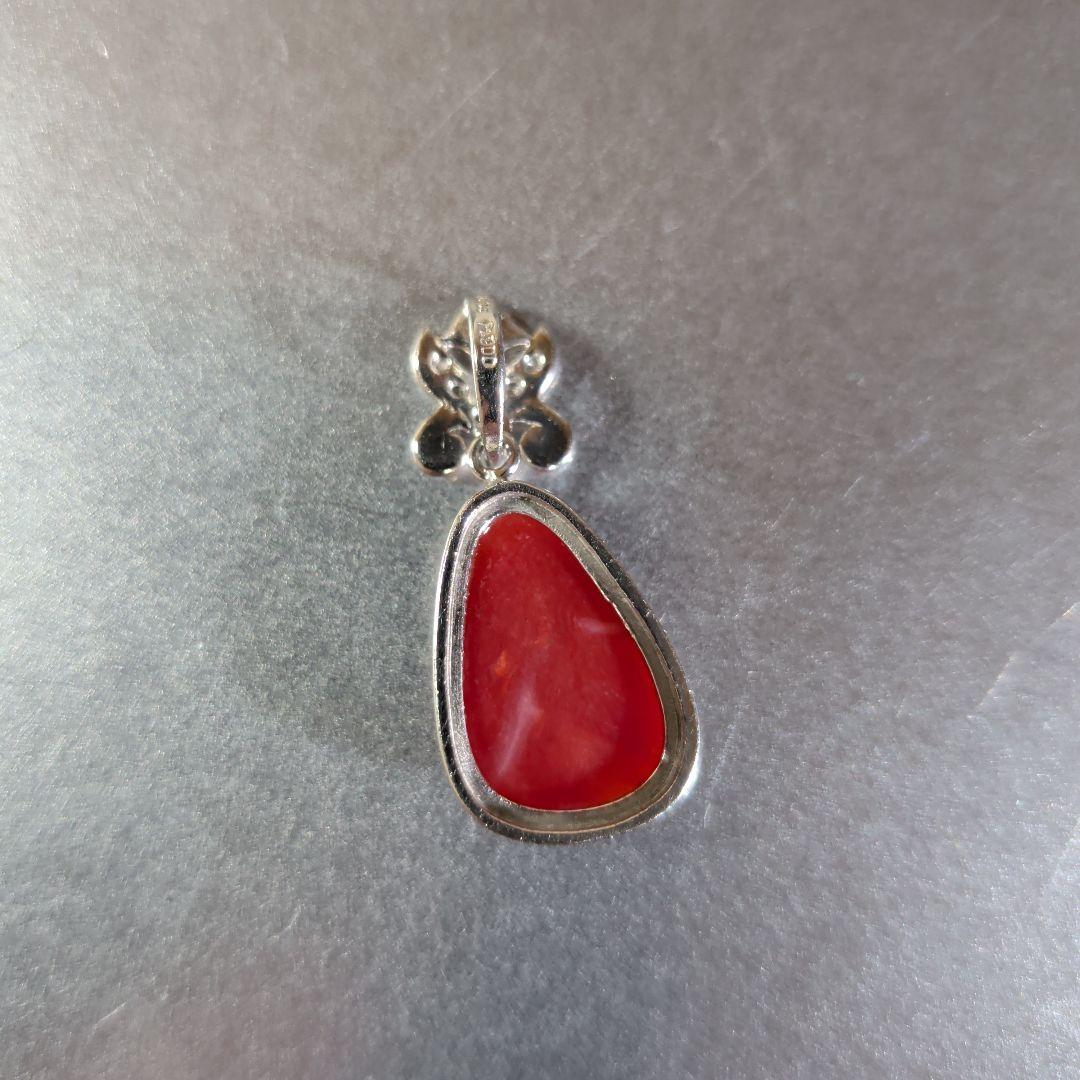 ペンダントトップ　Pt900　珊瑚　ダイヤモンド計0.05ct　2.67g