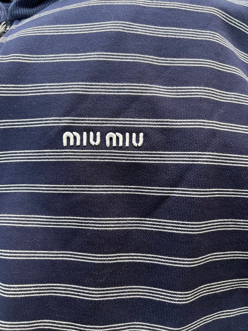 新品未使用品【定価27万円】miumiu25AWストライプジップポロシャツ正規品