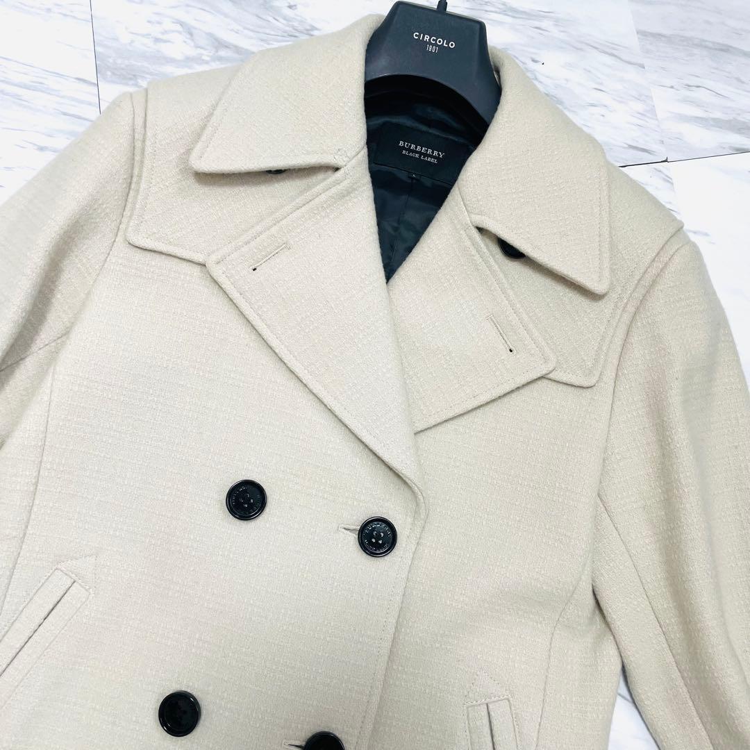 美品 希少L⭐️バーバリーブラックレーベル ピーコート メルトンウール アイボリー