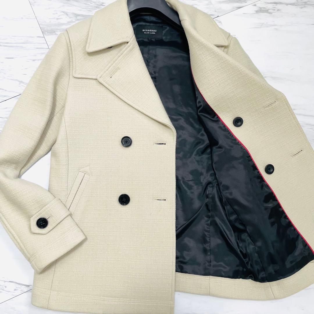 美品 希少L⭐️バーバリーブラックレーベル ピーコート メルトンウール アイボリー