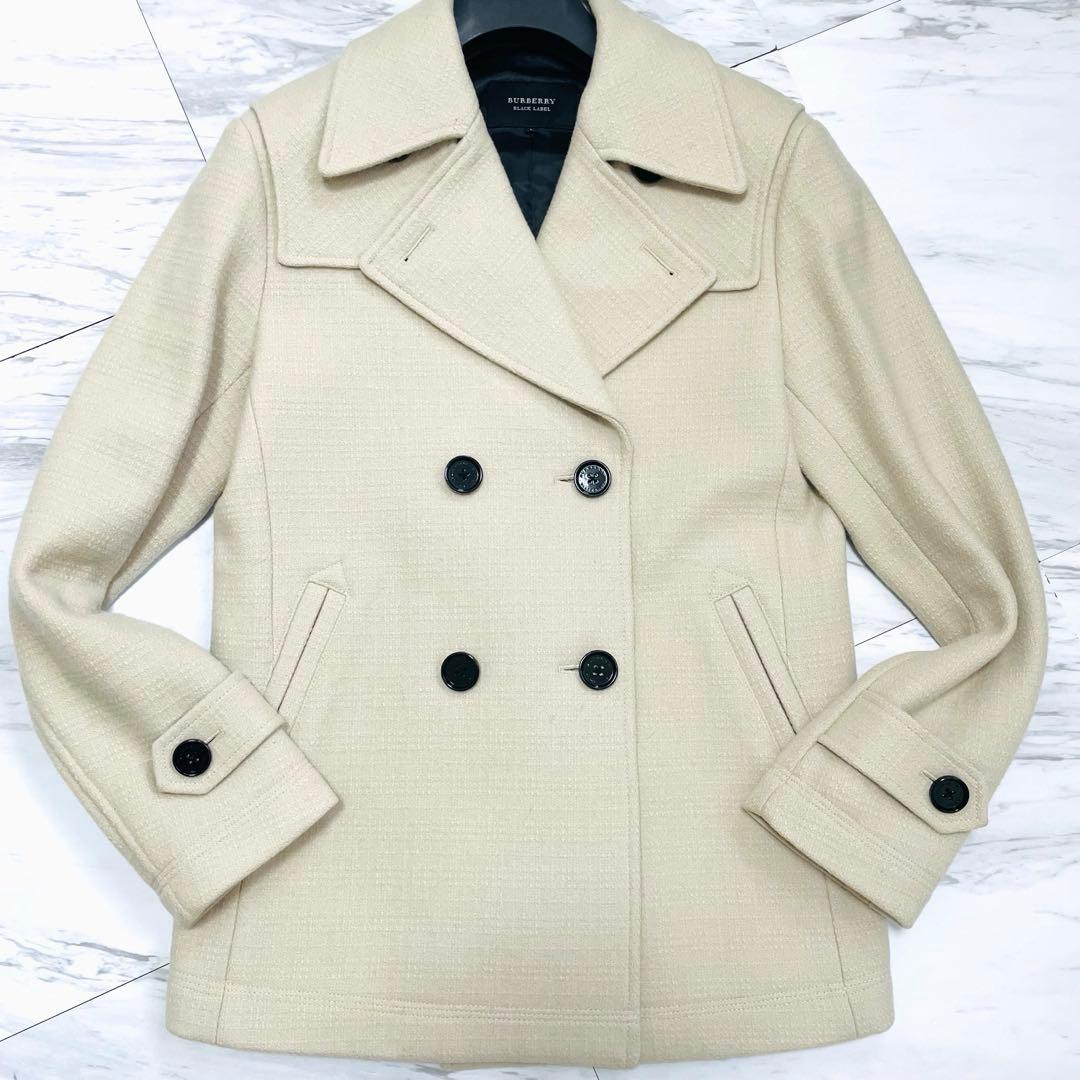 美品 希少L⭐️バーバリーブラックレーベル ピーコート メルトンウール アイボリー