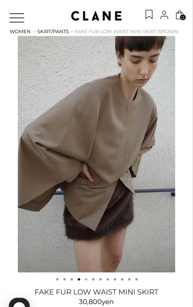【CLANE】　FAKE FUR LOW WAIST MINI SKIRT