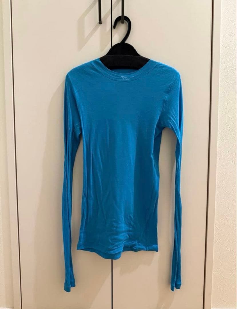 AURALEE シアーリブ ガーゼ ロングスリーブ カットソー　ターコイズ