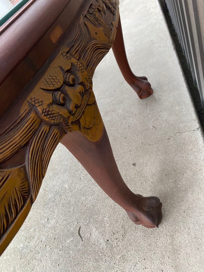 ローテーブル　センター テーブル　木彫り　彫刻　応接　中国　美術　工芸品