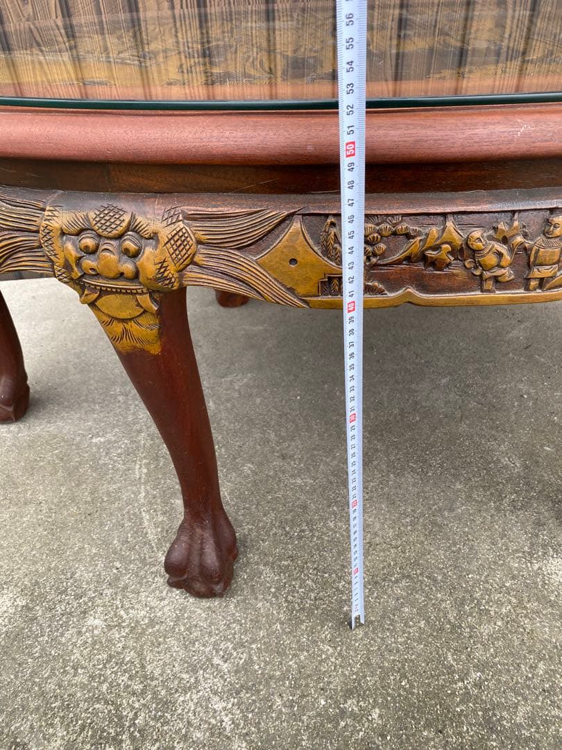 ローテーブル　センター テーブル　木彫り　彫刻　応接　中国　美術　工芸品