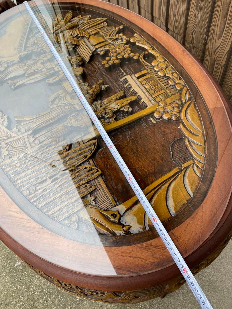 ローテーブル　センター テーブル　木彫り　彫刻　応接　中国　美術　工芸品