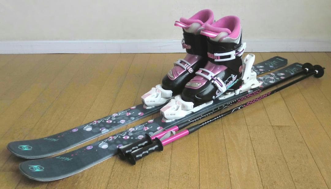 ■■最終特価■ハート■子供用スキーセット■板118/靴22■WAX済■女の子■■