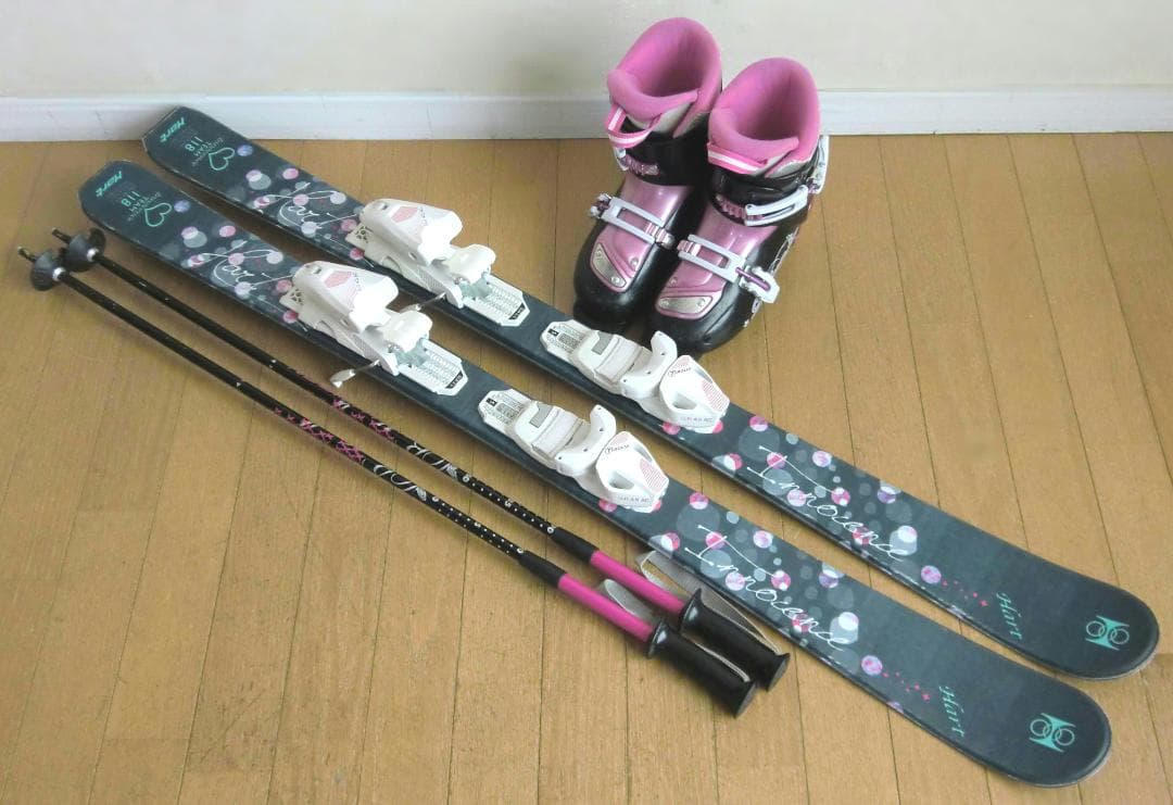 ■■最終特価■ハート■子供用スキーセット■板118/靴22■WAX済■女の子■■