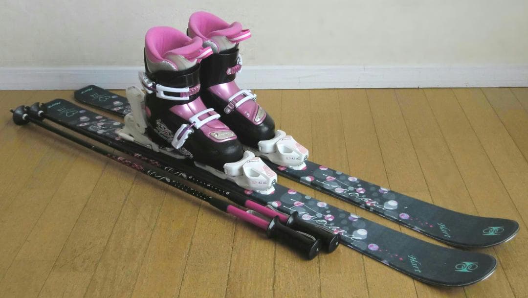 ■■最終特価■ハート■子供用スキーセット■板118/靴22■WAX済■女の子■■