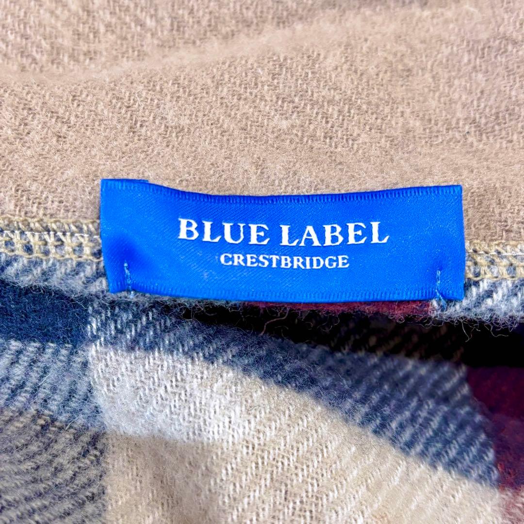 クレストブリッジ リバーシブル チェック フリンジ ポンチョ ウール ストール