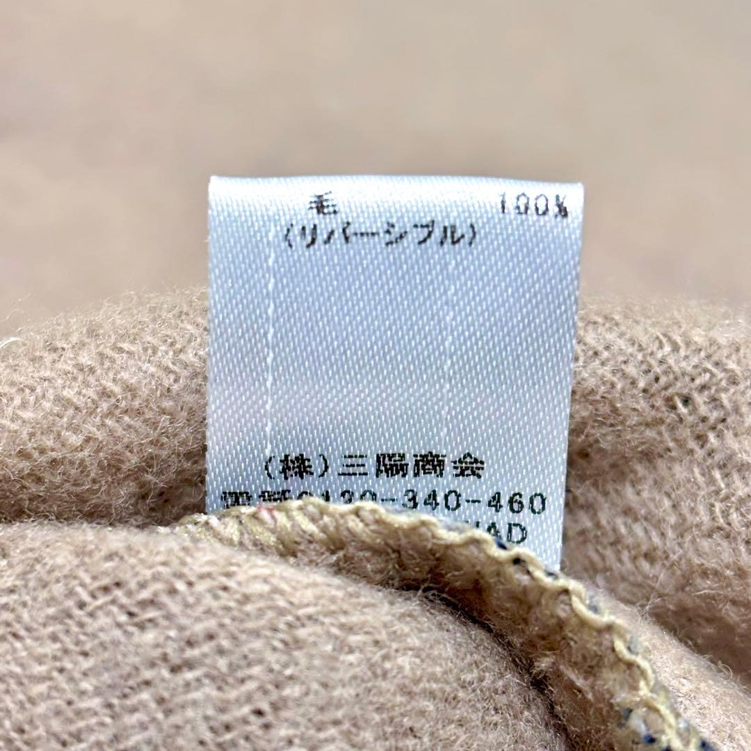 クレストブリッジ リバーシブル チェック フリンジ ポンチョ ウール ストール