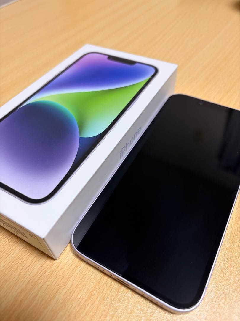 【美品】iPhone14 パープル　128GB 箱・純正ケーブル付属