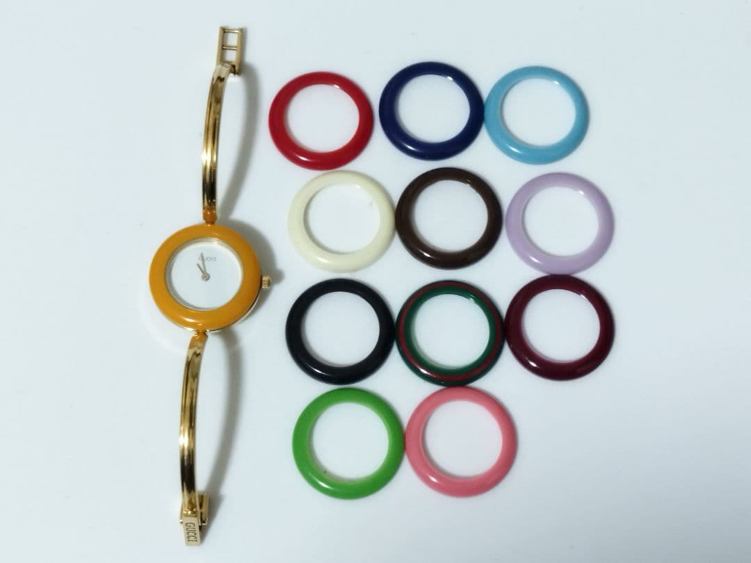 ●GUCCI グッチ 腕時計 チェンジベゼル バングル ゴールド