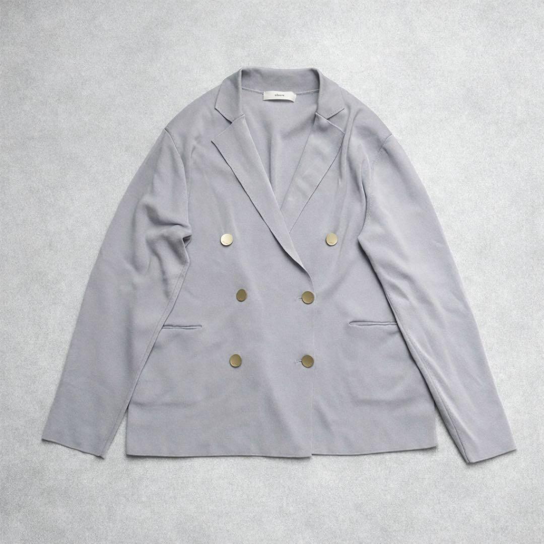 ebure コットンシルク ニットジャケットカーディガン パープル