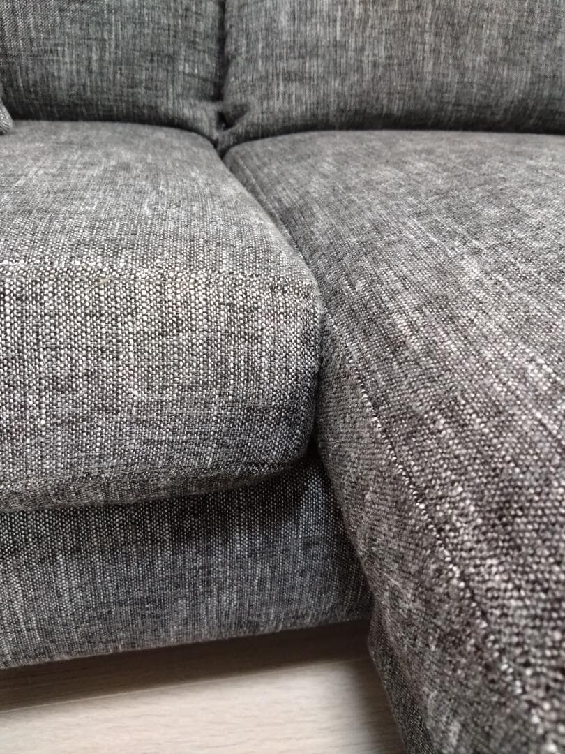 【福岡　引取限定】LOWYA 　3人掛けカウチソファ　ファブリック生地　グレー