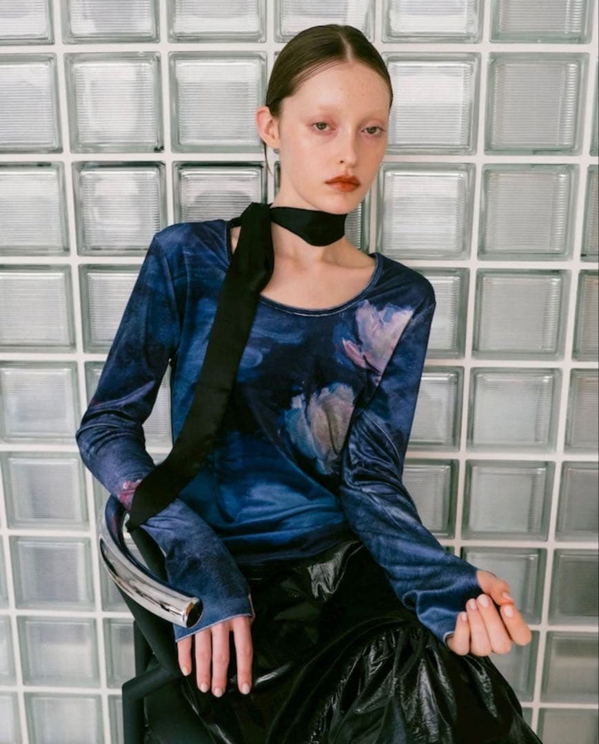 【2025aw】MARTE sahara アートプリント モネ ベロア トップス