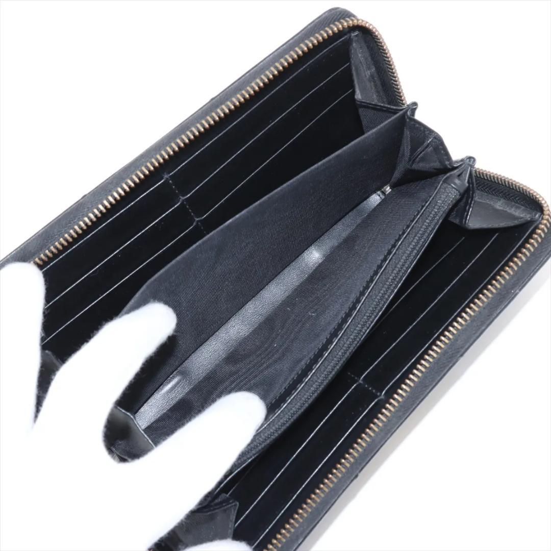 【極美品】グッチ GGマーモント レザー ラウンドジップウォレット ブラック