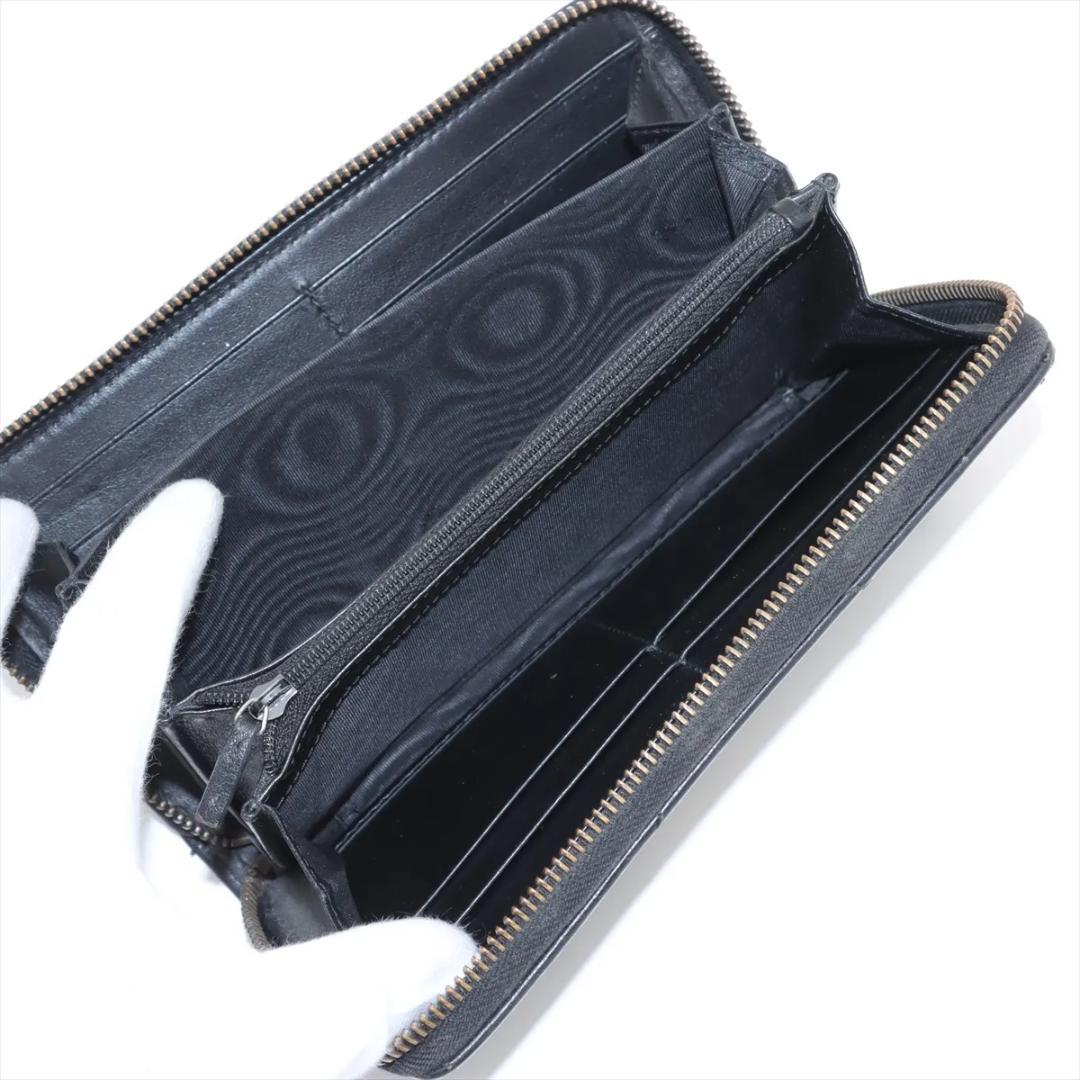 【極美品】グッチ GGマーモント レザー ラウンドジップウォレット ブラック