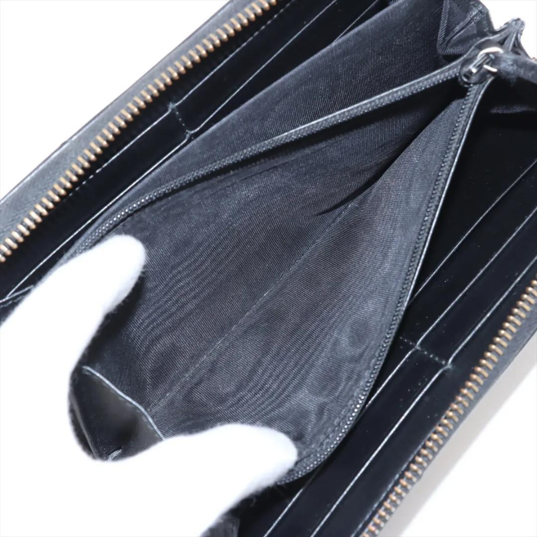 【極美品】グッチ GGマーモント レザー ラウンドジップウォレット ブラック