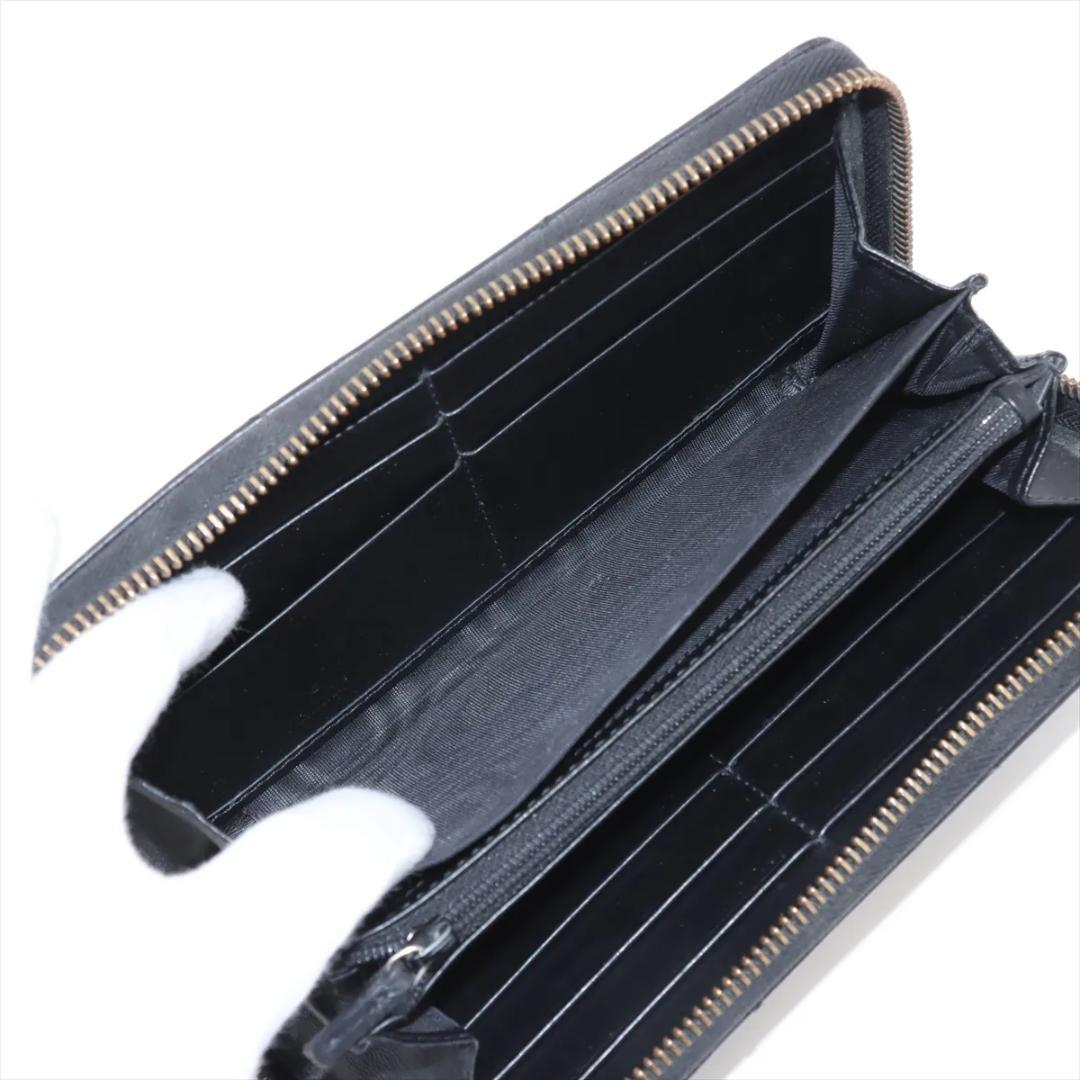 【極美品】グッチ GGマーモント レザー ラウンドジップウォレット ブラック