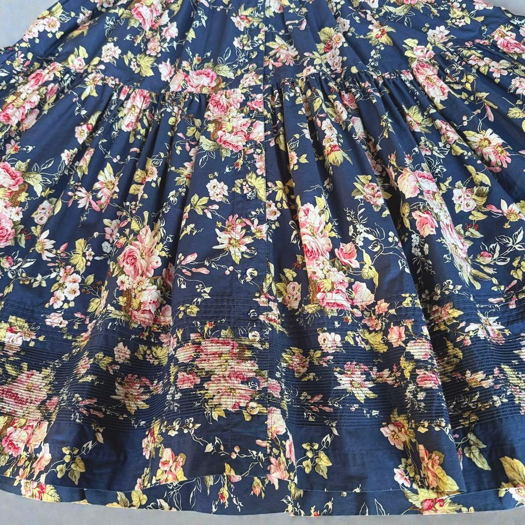 希少美品✨インゲボル カネコイサオ　薔薇柄　マキシ丈　ワンピース　ベルト　フレア