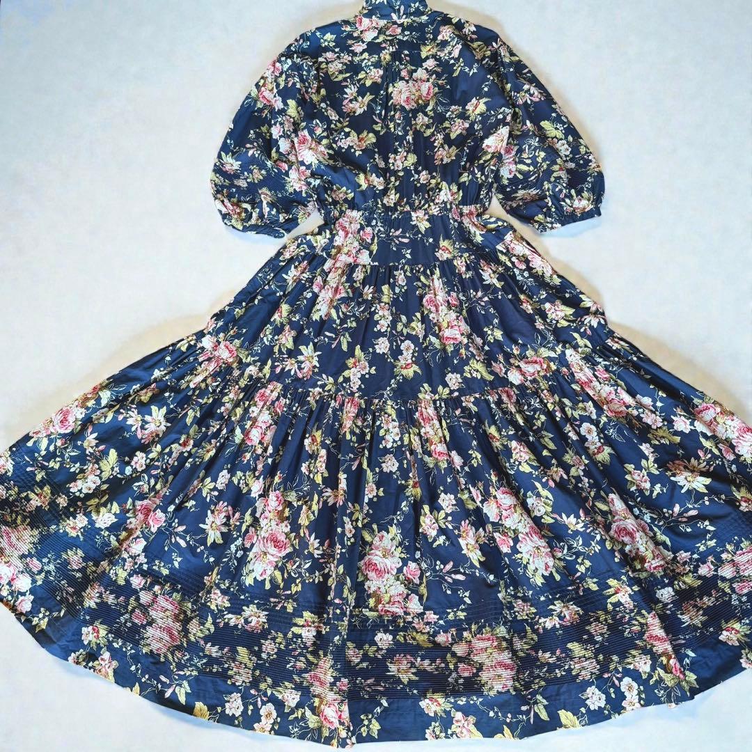 希少美品✨インゲボル カネコイサオ　薔薇柄　マキシ丈　ワンピース　ベルト　フレア