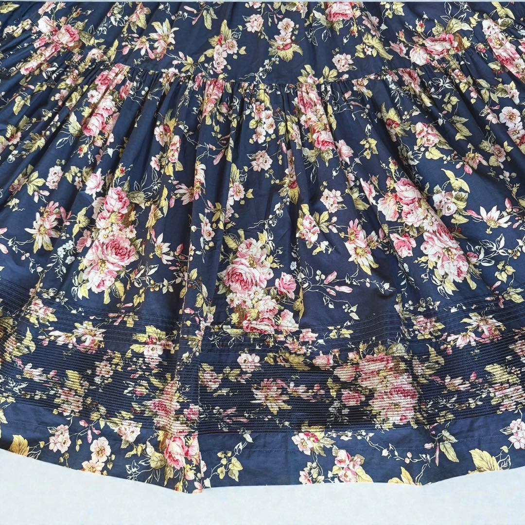 希少美品✨インゲボル カネコイサオ　薔薇柄　マキシ丈　ワンピース　ベルト　フレア