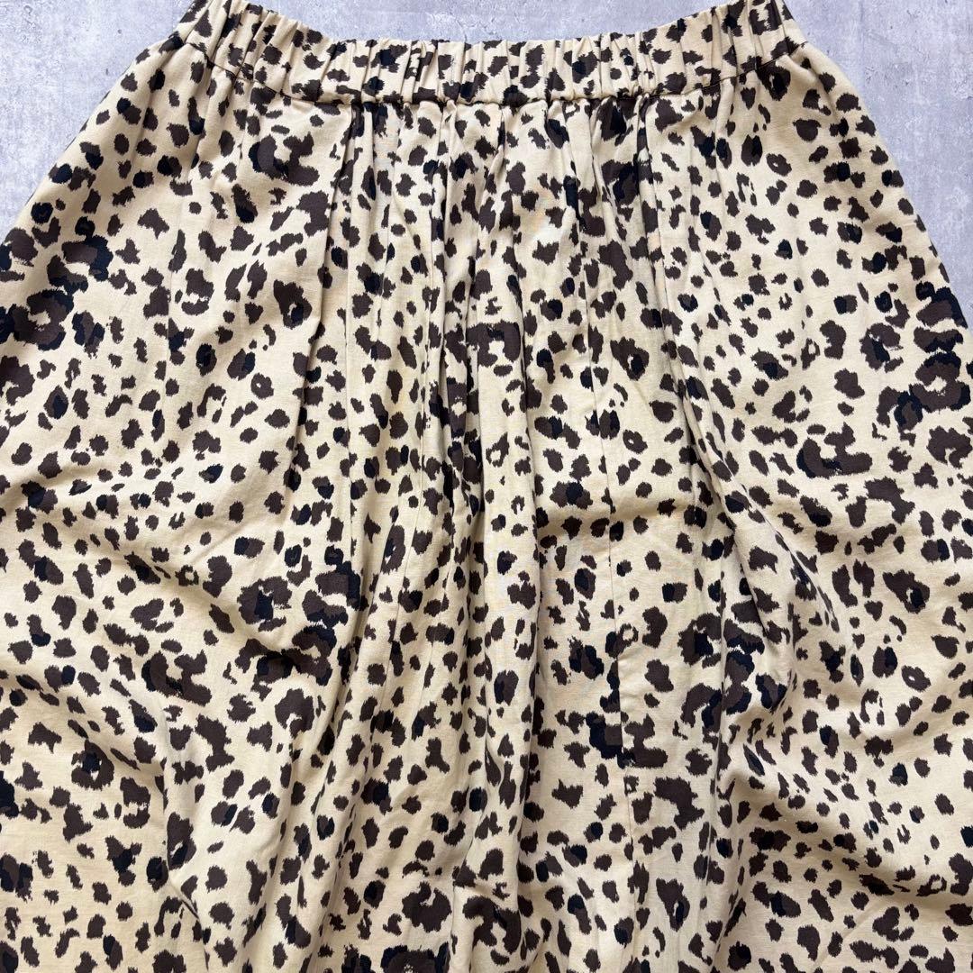 【mizuiro ind】レオパードプリントワイドサルエルパンツ ベージュ　2